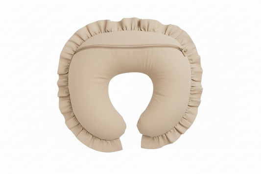 Beige Ruffle Nursing Pillow Cover