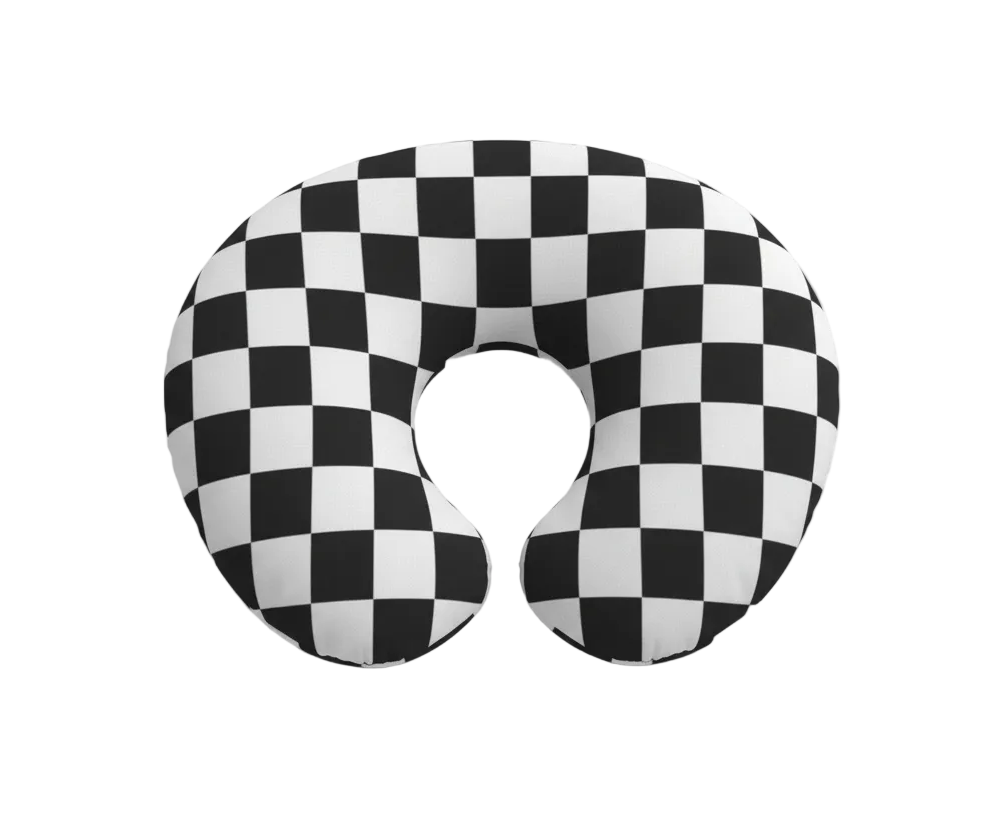 Race Black & White Checkered Nursing Pillow Cover