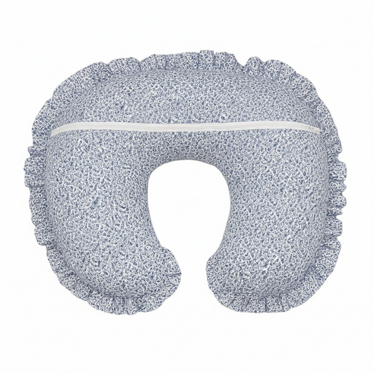 Blue Floral Ruffle Nursing Pillow Cover