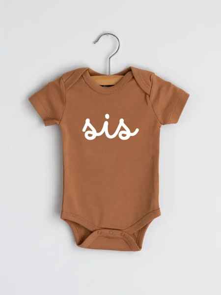 Sis Script Baby Organic Bodysuit Sister Outfit