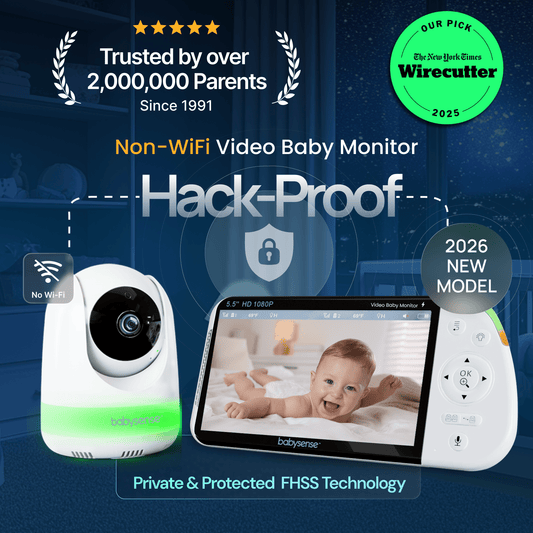Babysense MaxView PRO: Video Baby Monitor with 2 Cameras, Non Wifi, Split Screen, Night Light & Sound Machine
