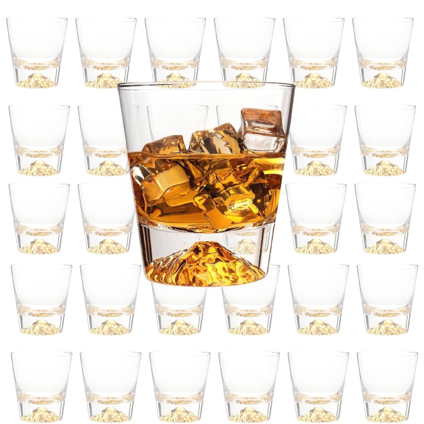 Whiskey Glasses Crystal Clear Gold Heavy Base Bourbon - 10oz