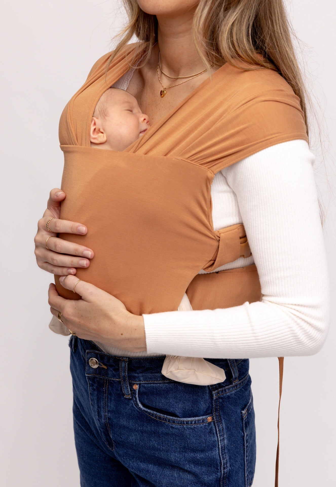 WildBird Willow Newborn Buckle Wrap front carry close up CloudBlend fabric