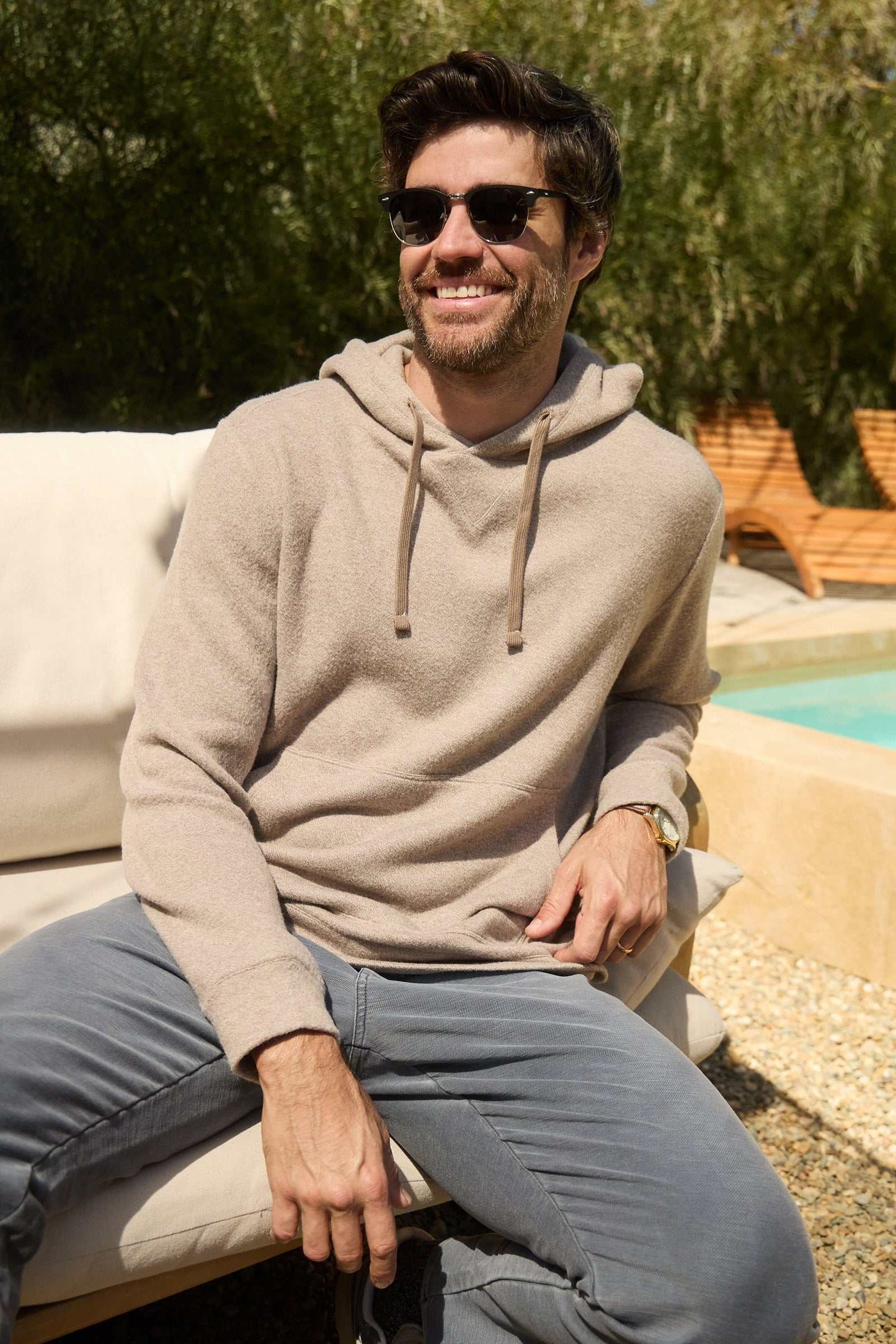 Justin Cashmist Fleece Hoodie - Camel Heather