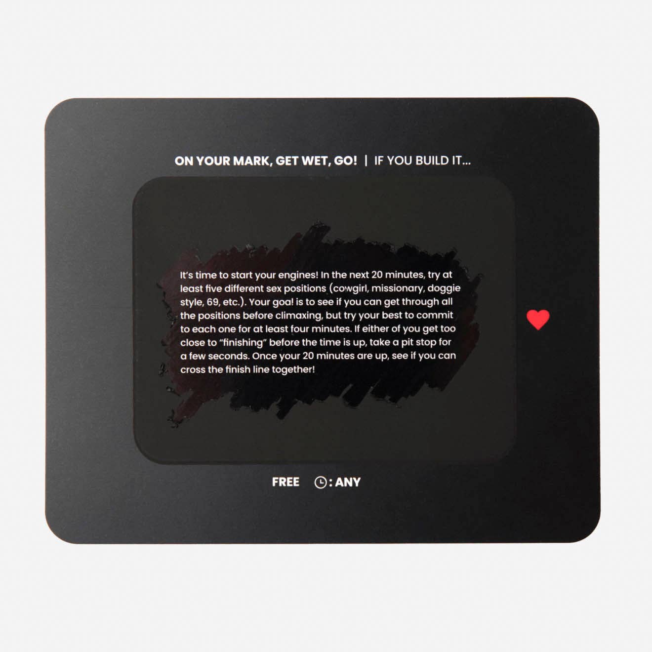 Sexy Couples Game box with 30 scratch-off date night challenges for couples.