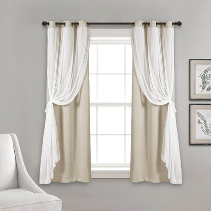 Grommet Sheer With Insulated Blackout Lining Curtain Panel Set