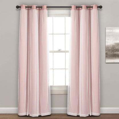 Grommet Sheer With Insulated Blackout Lining Curtain Panel Set