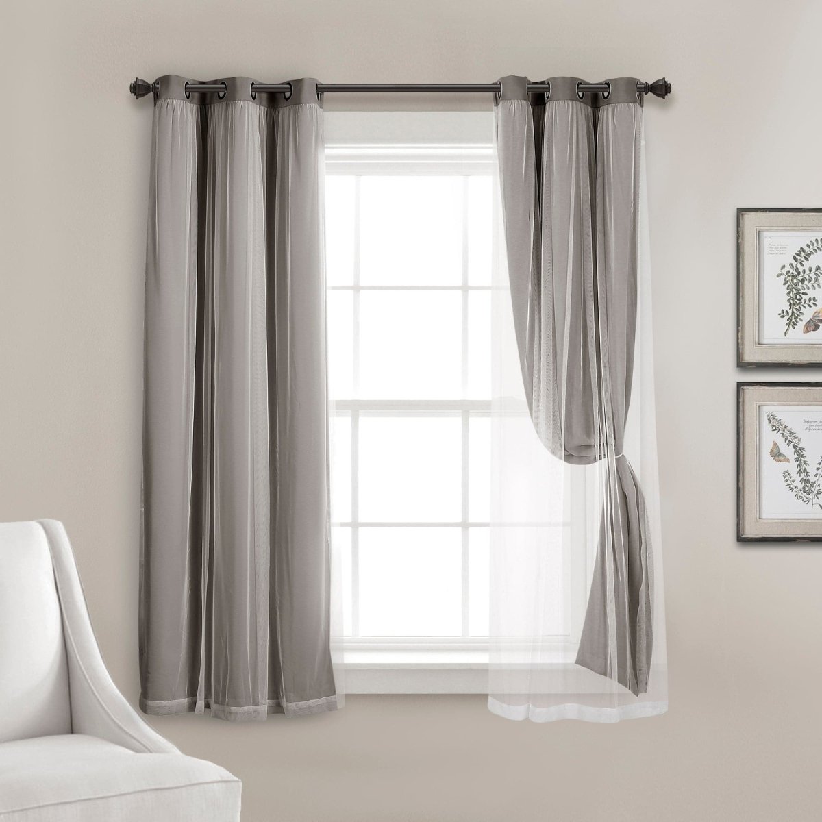 Grommet Sheer With Insulated Blackout Lining Curtain Panel Set