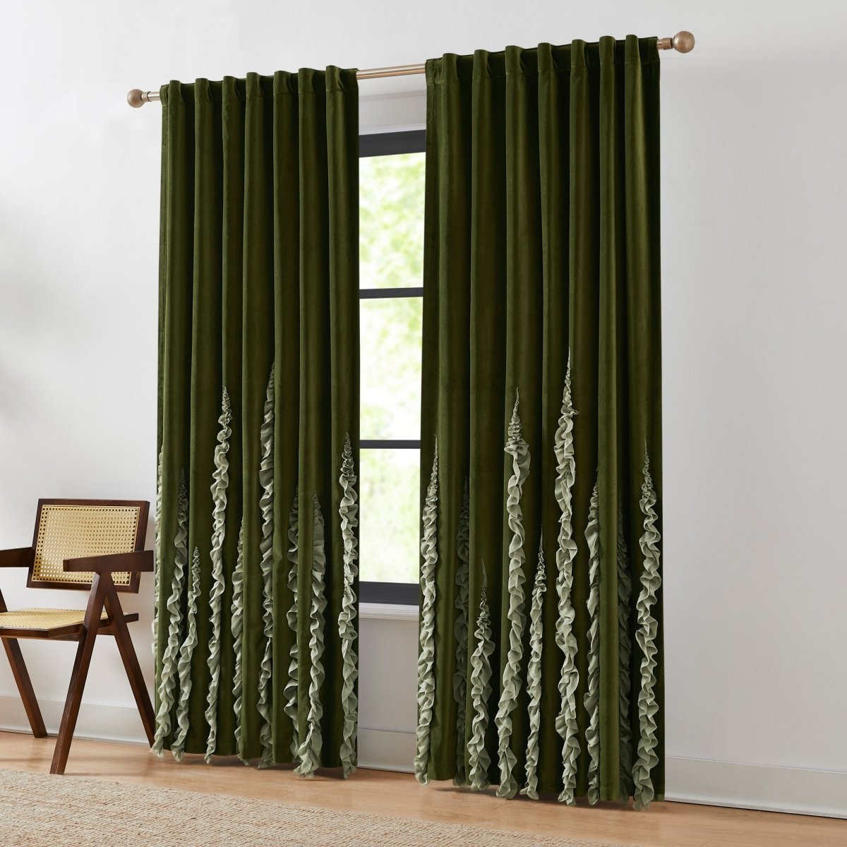 Verdant Path Velvet Blackout Window Curtain Panels