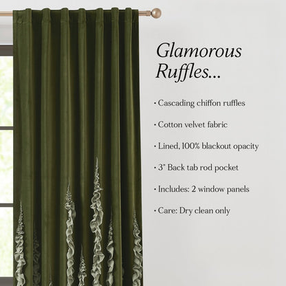 Verdant Path Velvet Blackout Window Curtain Panels