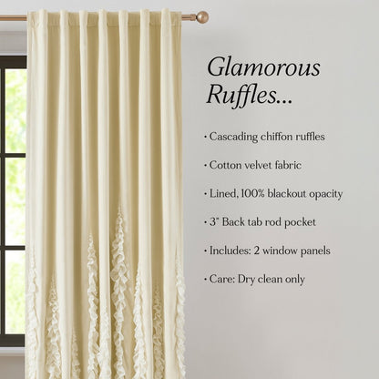 Verdant Path Velvet Blackout Window Curtain Panels