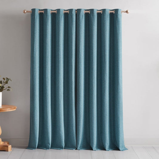 Meena Slub 100% Blackout Window Curtain Panels