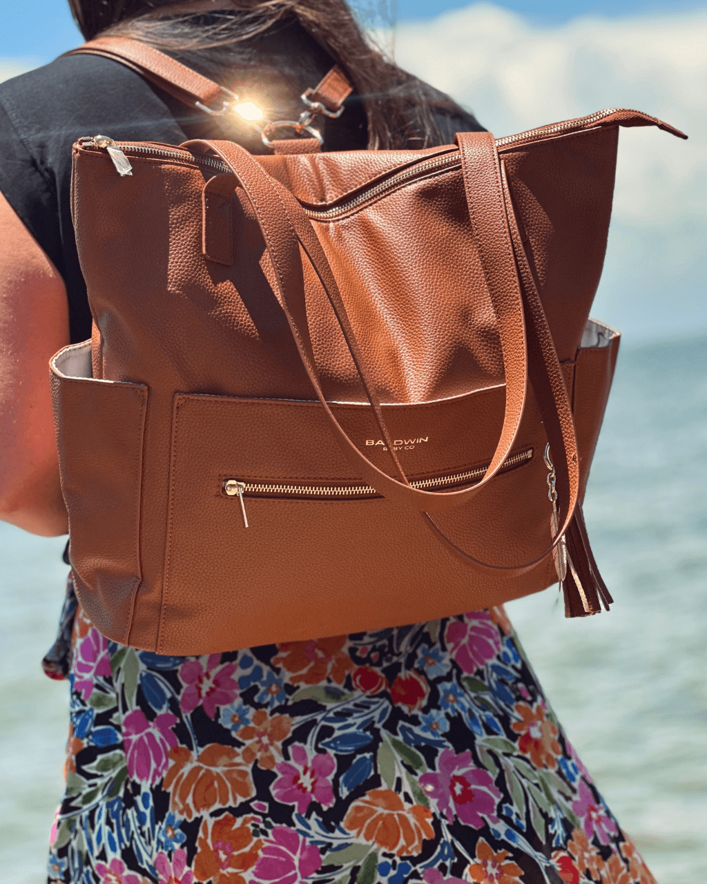 The Lillian Diaper Bag - Cognac