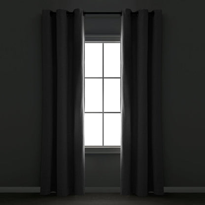 Insulated Grommet Blackout Faux Linen Window Curtain Panel