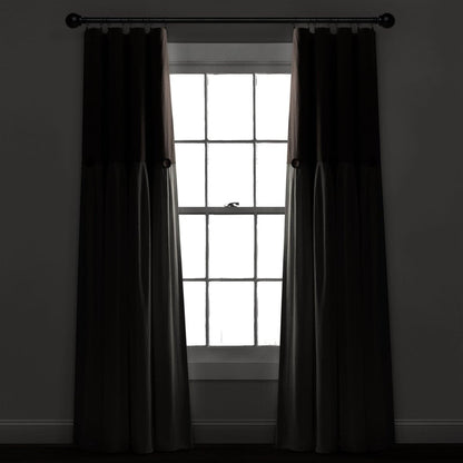 Linen Button Lined 100% Blackout Window Curtain Panel