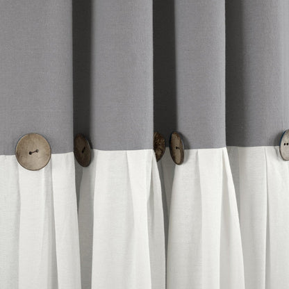 Linen Button Lined 100% Blackout Window Curtain Panel