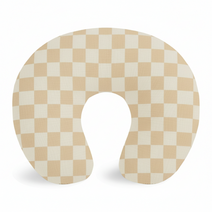 Beige & White Checkered Nursing Pillow Cover