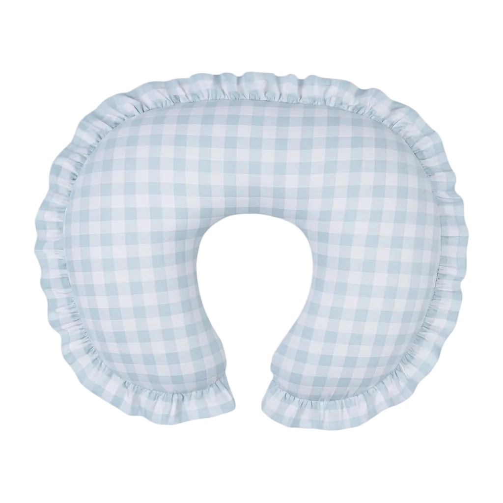 Blue Checkered Ruffle Nursing Pillow Cover