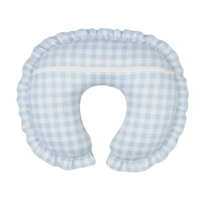 Blue Checkered Ruffle Nursing Pillow Cover