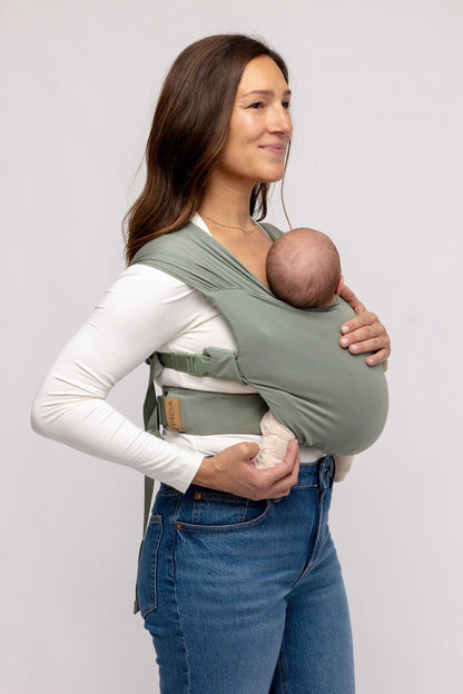 WildBird Aerial Newborn Buckle Wrap side profile newborn front carry