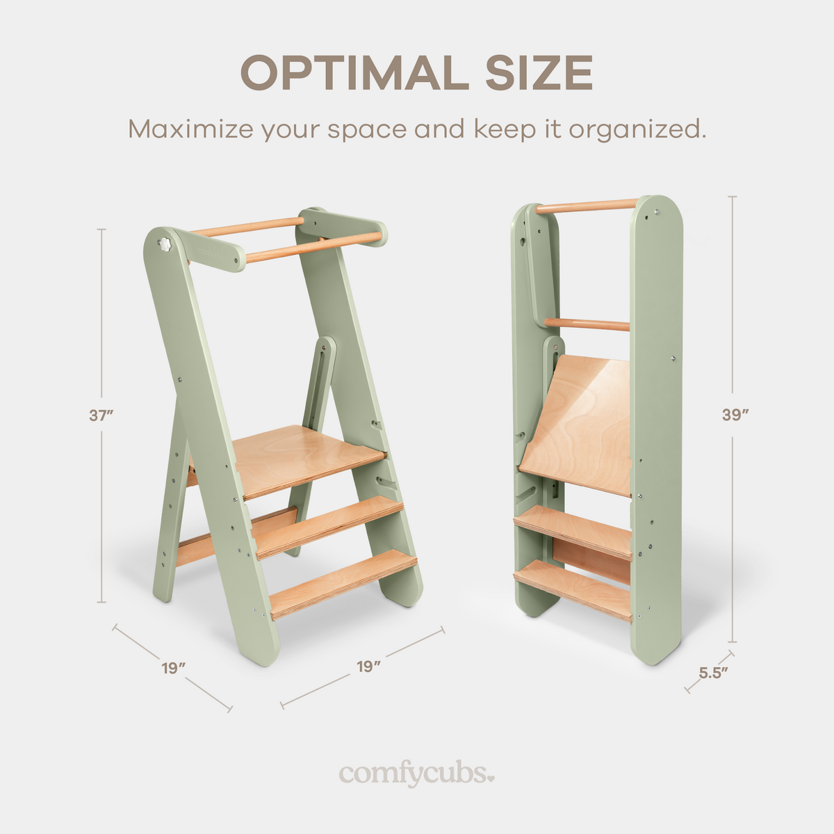 Kids Step Stool for Ages 3+ in Sage