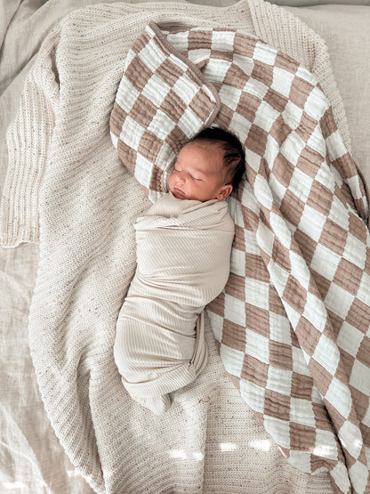 Oat Ribbed Stretch Swaddle