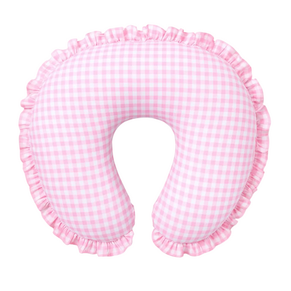 Pink Gingham Ruffle Nursing Pillow Cover