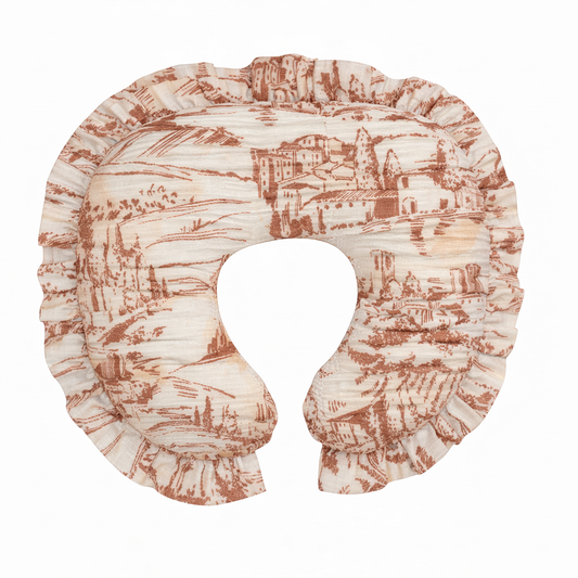 Brown Toile Ruffle Nursing Pillow Cover