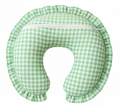 Green Gingham Ruffle Nursing Pillow Cover