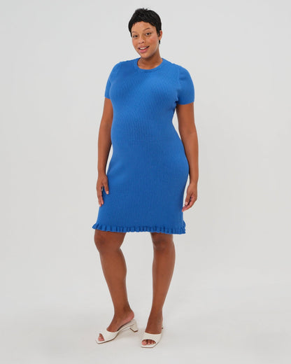 Short Sleeve Knit Maternity Dress with Playful Hem Detail