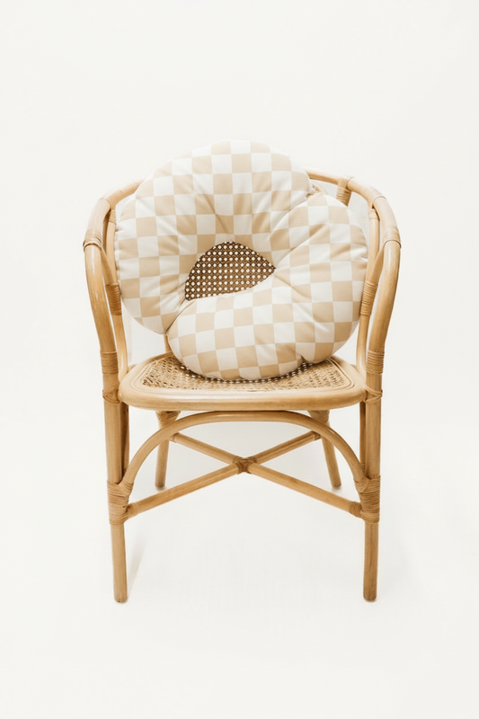 Beige & White Checkered Nursing Pillow Cover