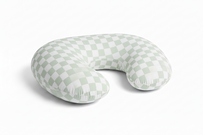 Leaf Green & White Checkered Nursing Pillow Cover