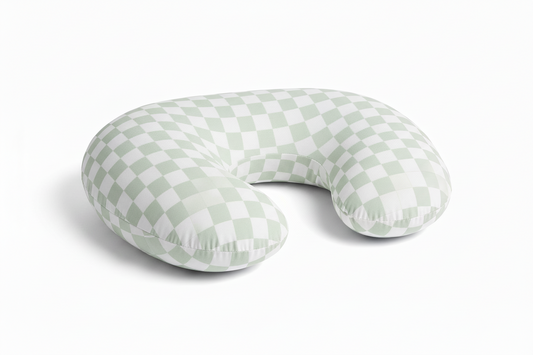Leaf Green & White Checkered Nursing Pillow Cover
