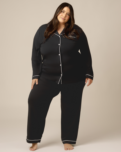 Clea Bamboo Long Sleeve Pajama Set | Black