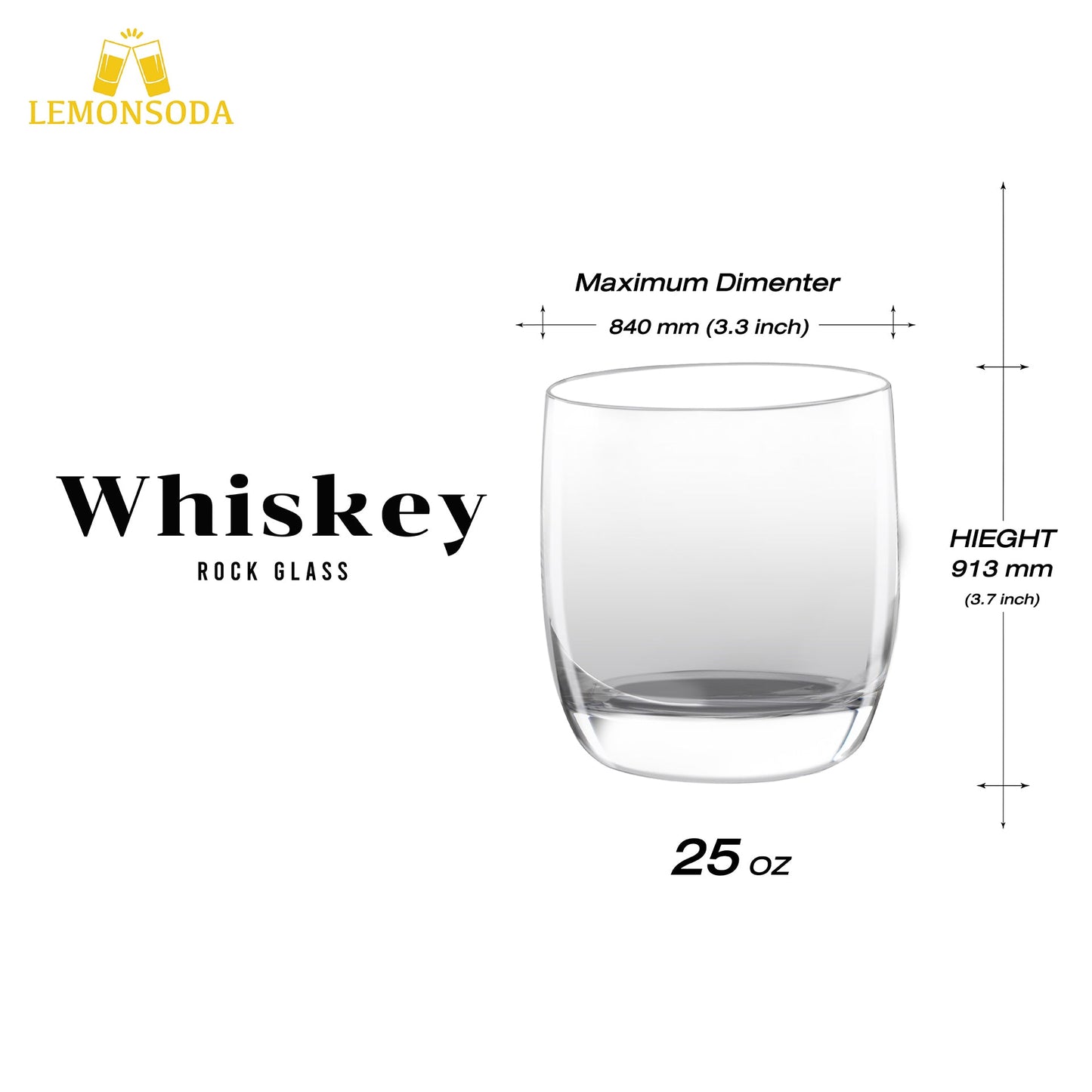 Crystal Double Rock Old Fashioned Glasses (395 mL / 13.3 fl. oz)
