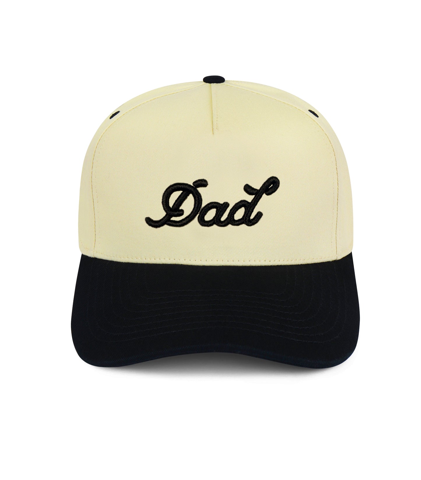Beige and black cap with 'Dad' text on a white background Shop Dad Brand at Our Heyday