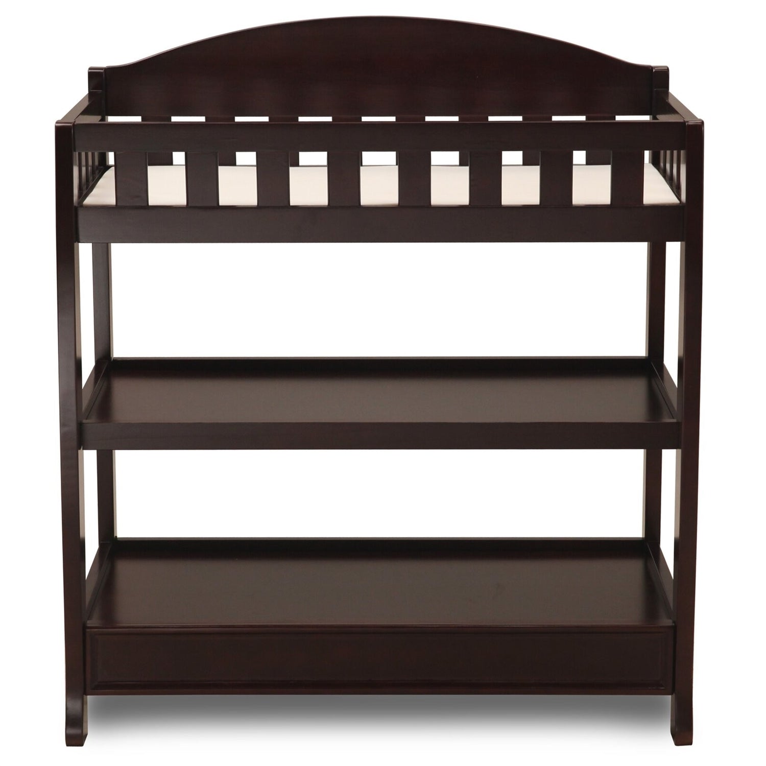 HomePacific modern dark brown wooden baby changing table with safety rail and pad
