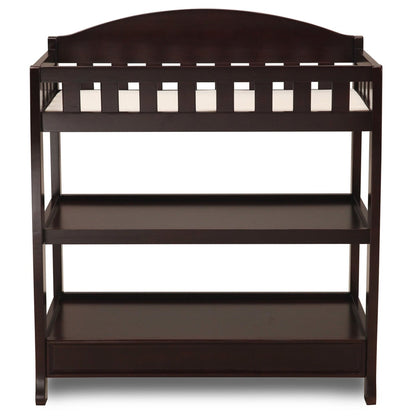 HomePacific modern dark brown wooden baby changing table with safety rail and pad