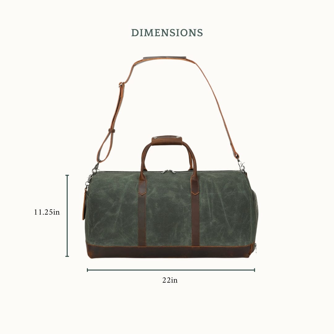 Demensions of weekender bag for men
