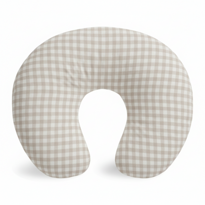 Beige Gingham Nursing Pillow Cover