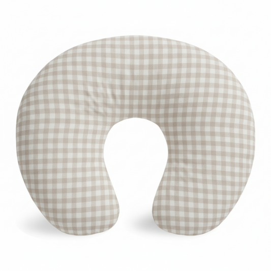 Beige Gingham Nursing Pillow Cover