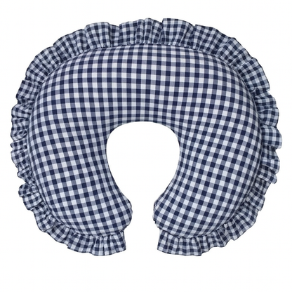 Blue Gingham Ruffle Nursing Pillow Cover