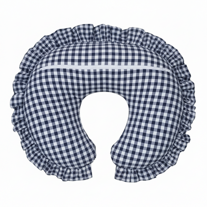 Blue Gingham Ruffle Nursing Pillow Cover