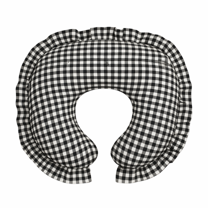 Black White Gingham Ruffle Nursing Pillow Cover