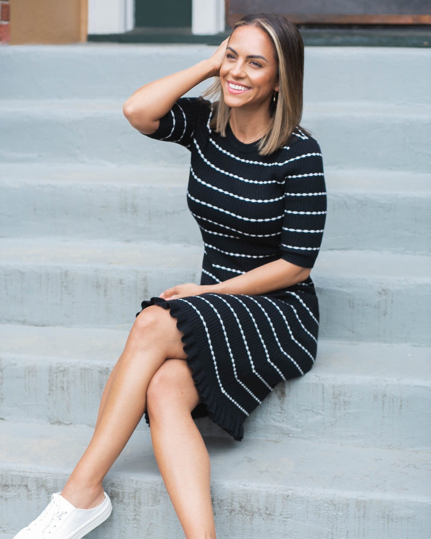 Louie Striped Knit Maternity & Nursing Dress