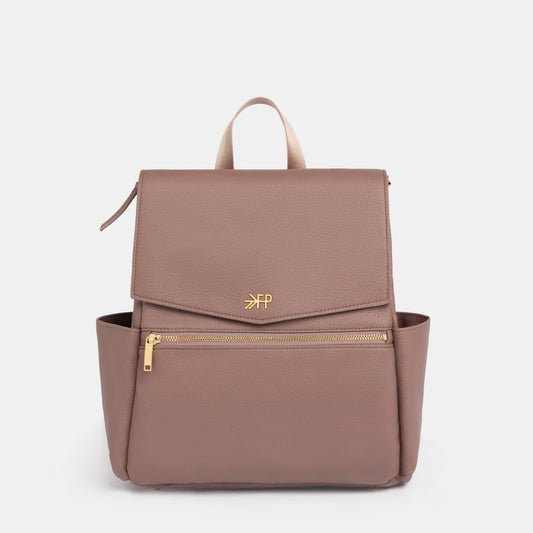 Freshly Picked Heather Mini Classic II vegan leather diaper bag backpack with eight pockets