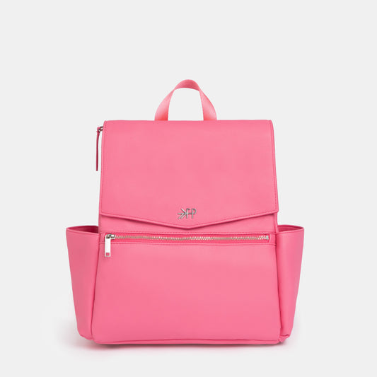 Freshly Picked hot pink vegan leather mini diaper bag backpack with backpack straps