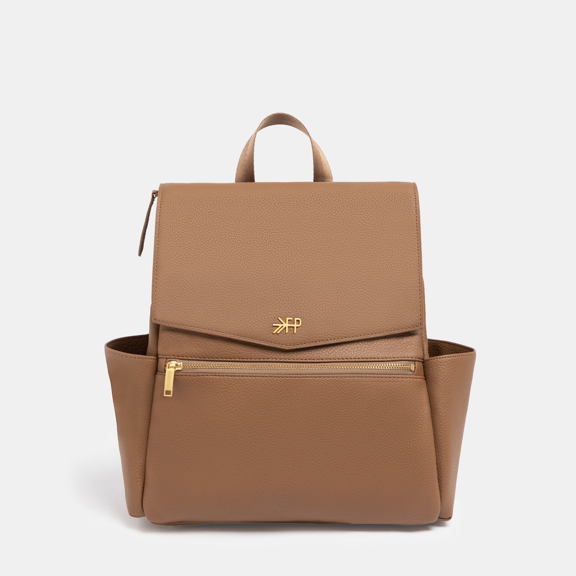 Toffee vegan leather mini diaper bag backpack with multiple pockets by Freshly Picked