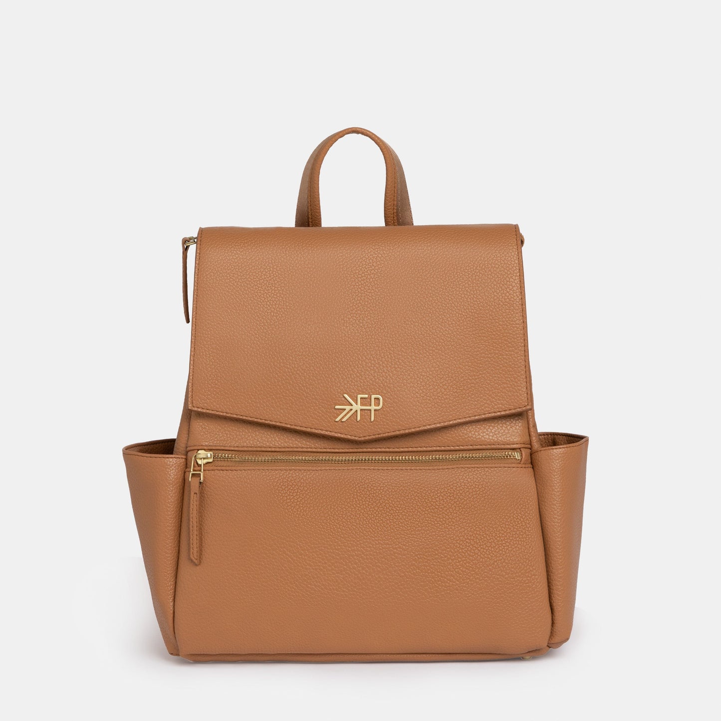Freshly Picked butterscotch vegan leather mini diaper bag backpack with front pocket