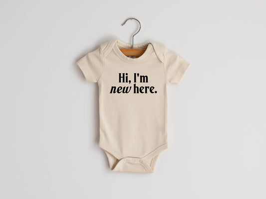 Hi, I'm New Here Modern Baby Bodysuit